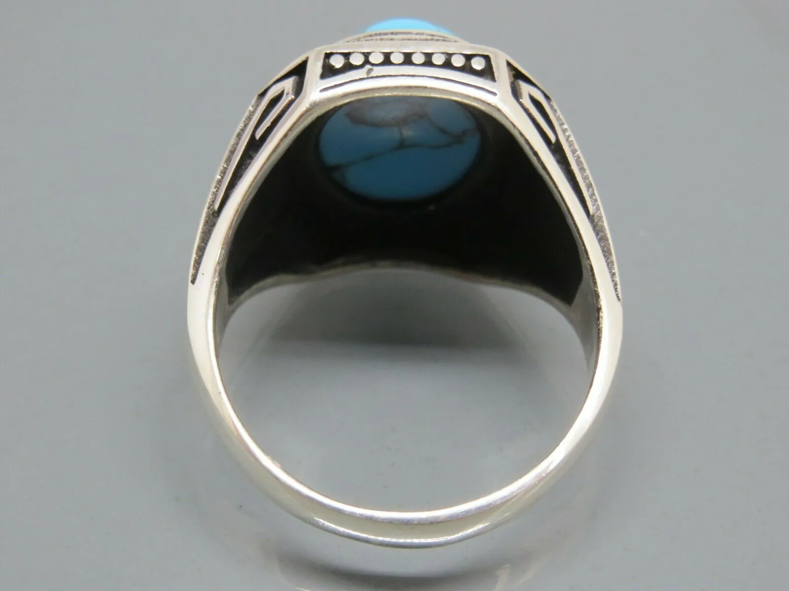 Turkish Handmade Jewelry 925 Sterling Silver Turquoise Stone Mens Rings