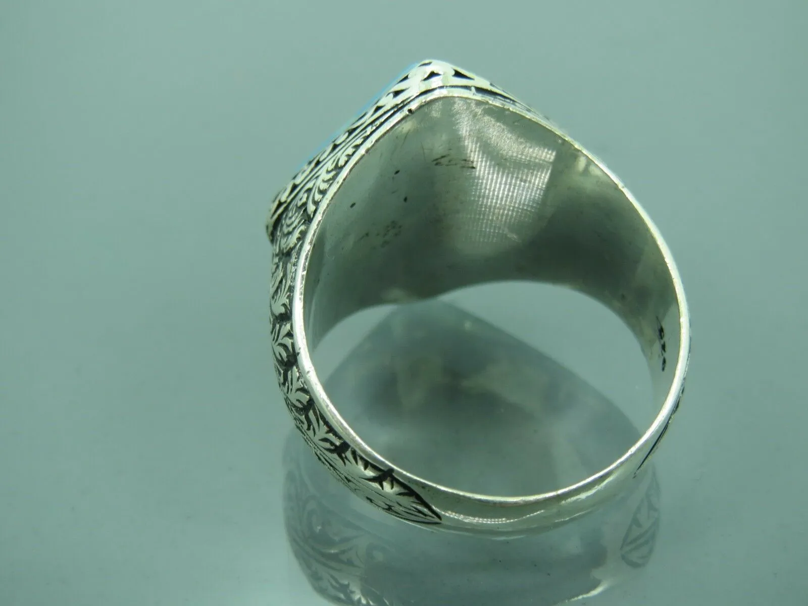 Turkish Handmade Jewelry 925 Sterling Silver Turquoise Stone Mens Rings