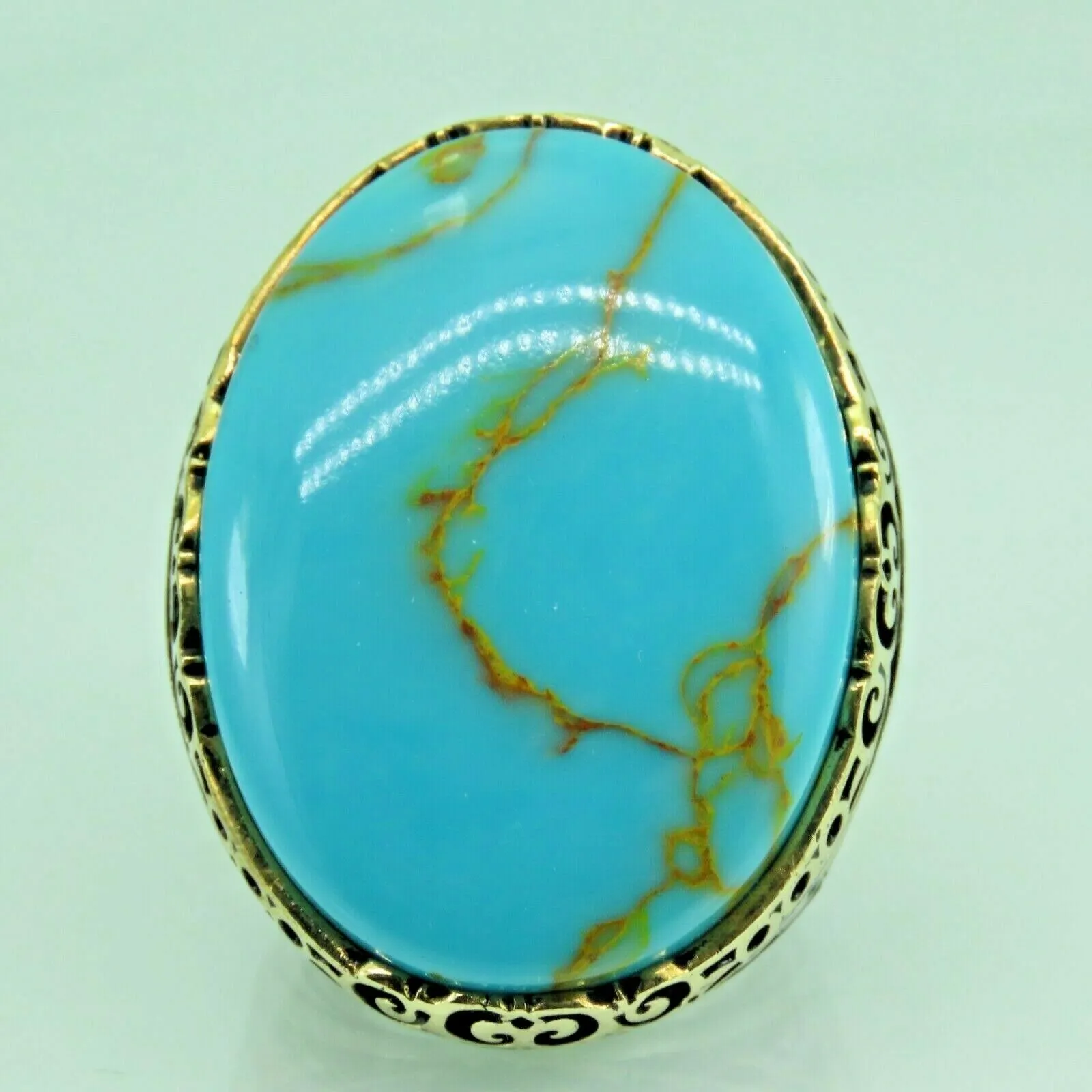 Turkish Handmade Jewelry 925 Sterling Silver Turquoise Stone Mens Rings