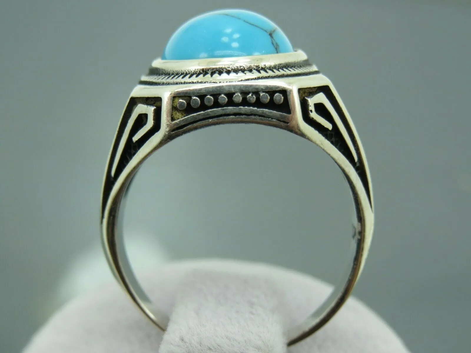 Turkish Handmade Jewelry 925 Sterling Silver Turquoise Stone Mens Rings