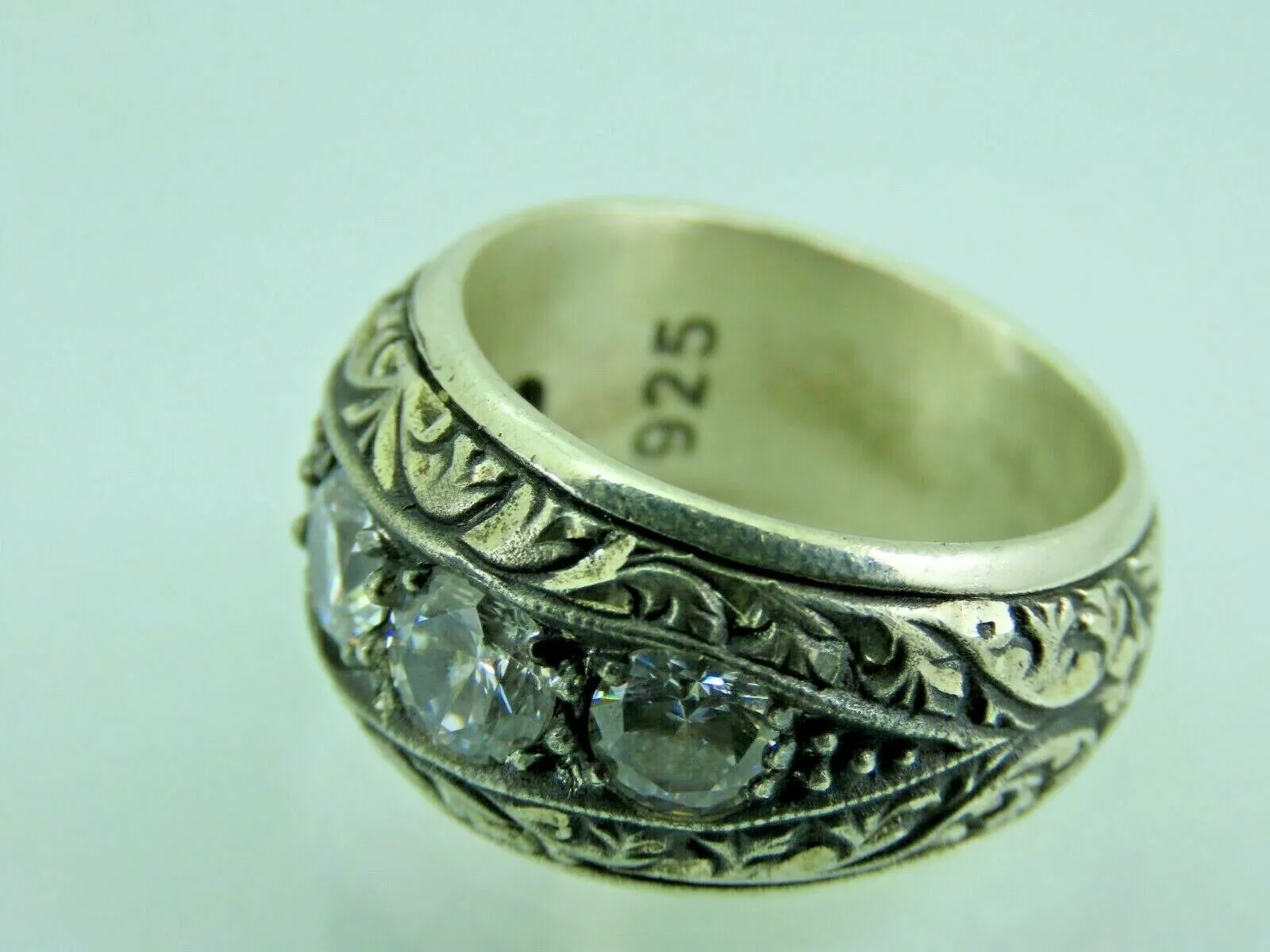 Turkish Handmade Jewelry 925 Sterling Silver Zircon Stone Mens Rings