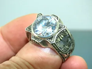 Turkish Handmade Jewelry 925 Sterling Silver Zircon Stone Mens Rings