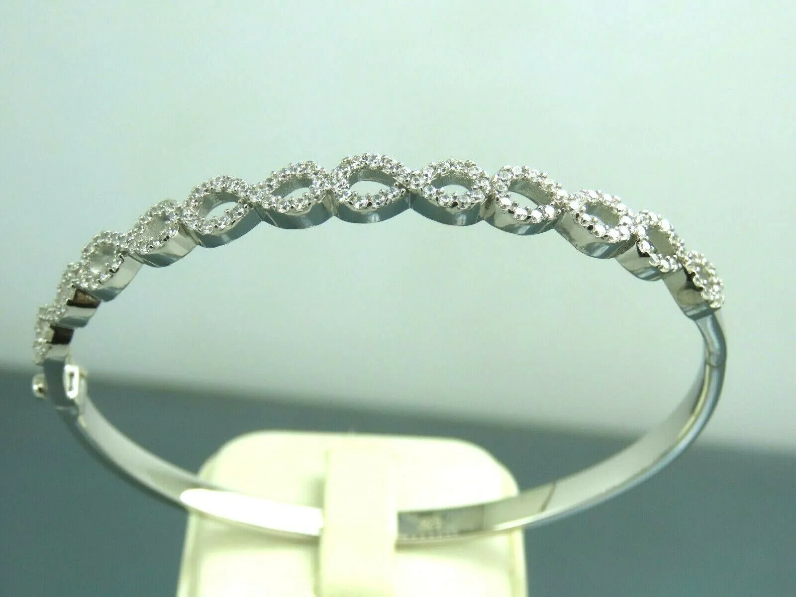 Turkish Handmade Jewelry 925 Sterling Silver Zircon Stone Womens Bangle