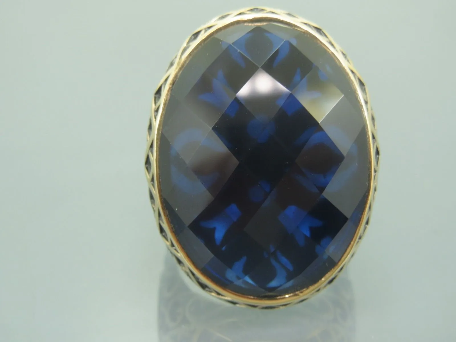 Turkish Handmade Jewlry 925 Sterling Silver Sapphire Stone Mens Rings