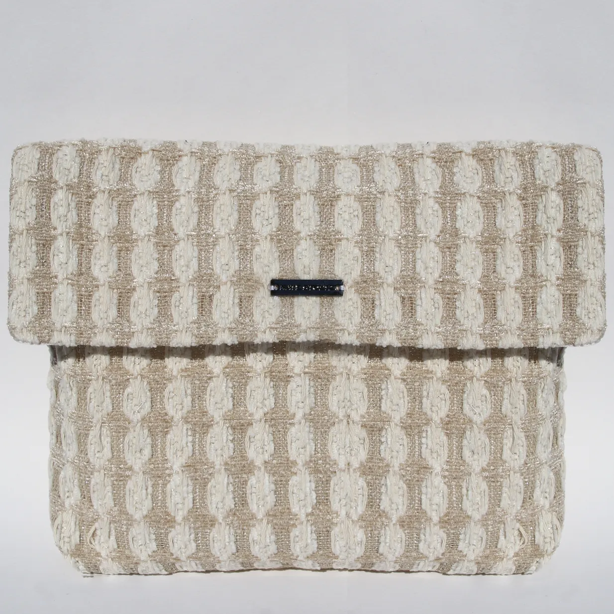 Tweed Beige and White Travel Zipper Pouch