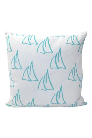 Under Sail Nautical Pillow - Ocean Blue