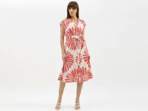 V-Neck Printed Shirt Dress