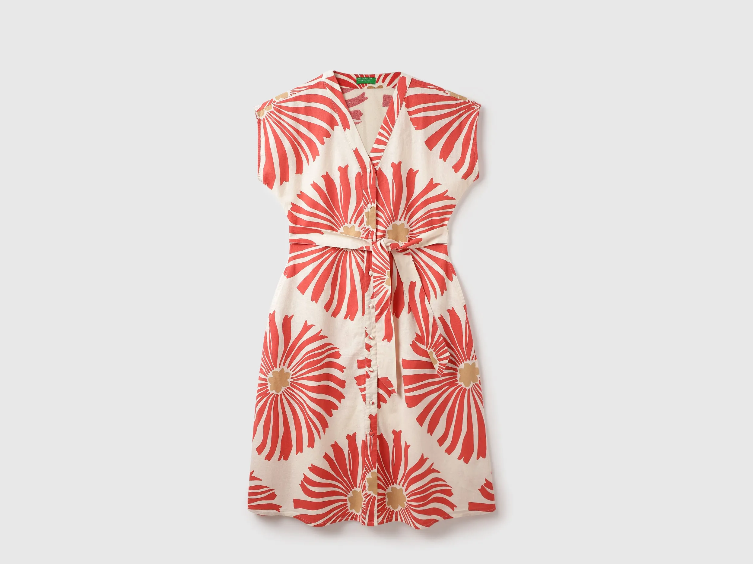 V-Neck Printed Shirt Dress