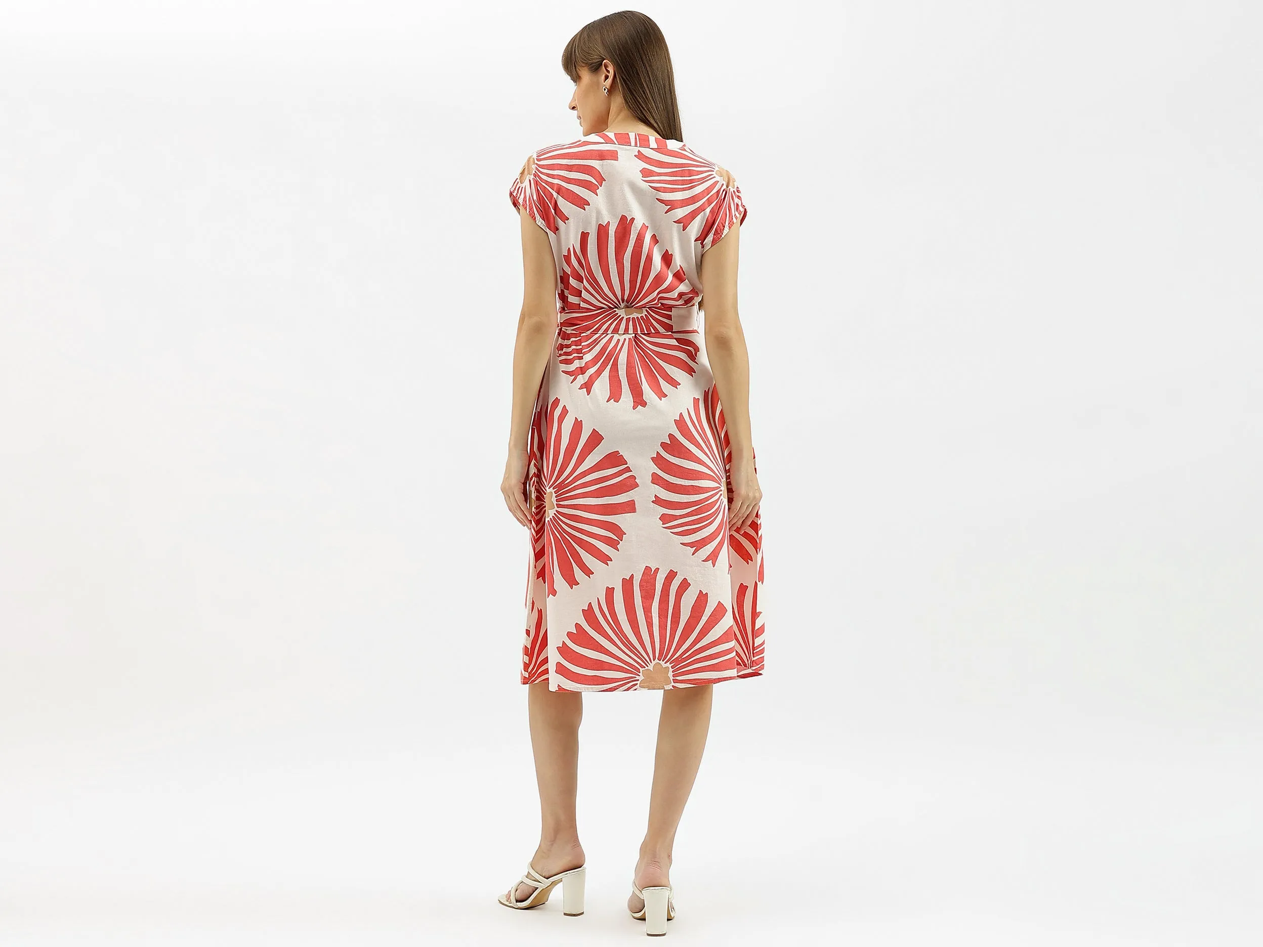 V-Neck Printed Shirt Dress