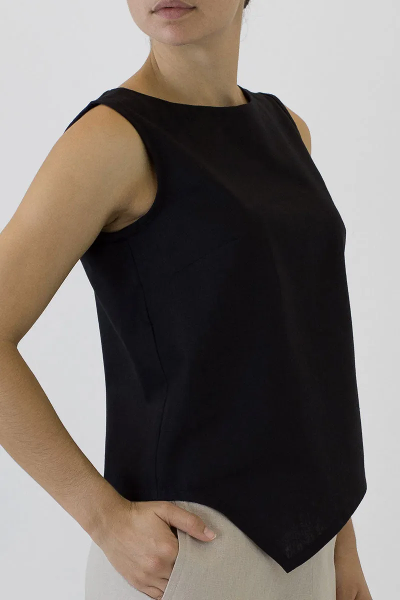 V Top Sleeveless with V Hem Front & Back CL-03