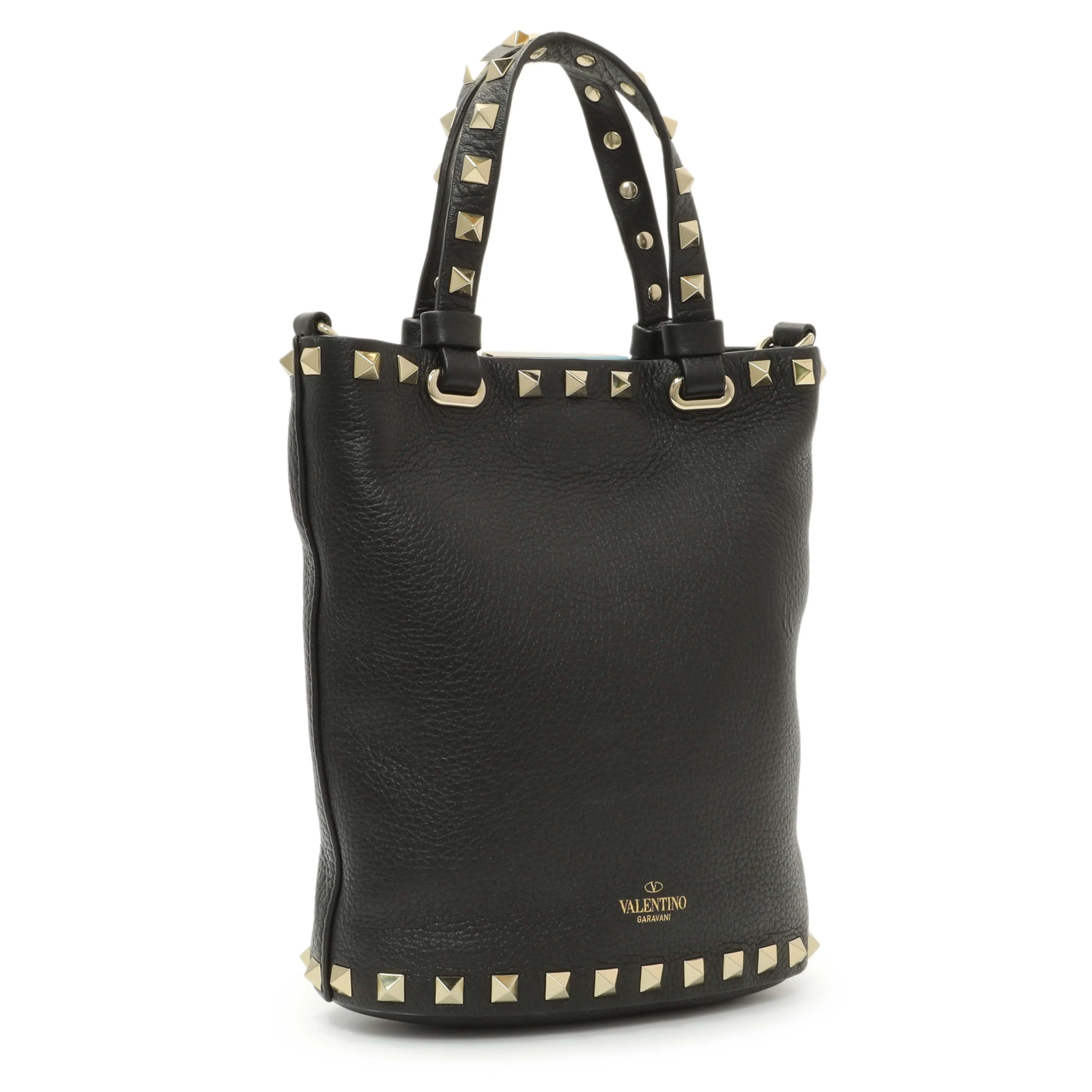 Valentino Black Pebbled Calfskin Rockstud Crossbody Pouch