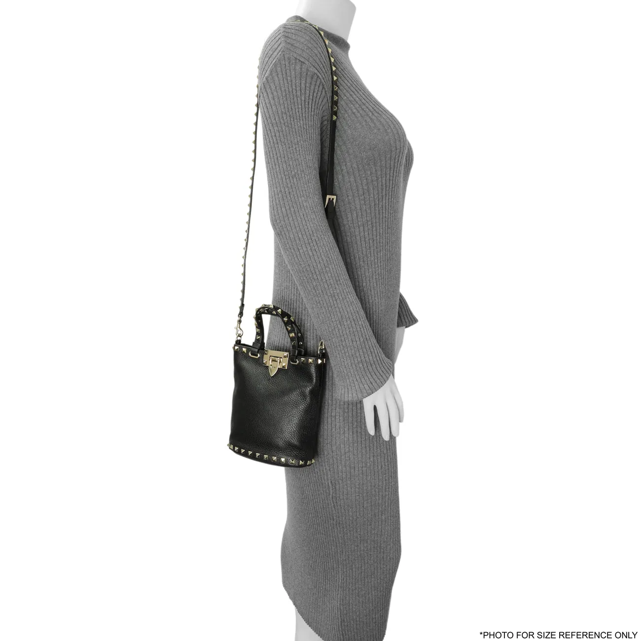 Valentino Black Pebbled Calfskin Rockstud Crossbody Pouch
