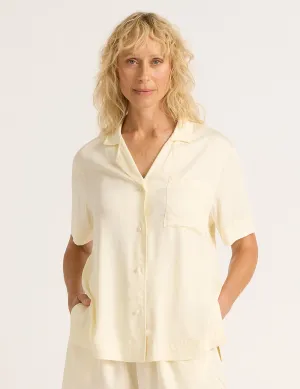 Vegan Silk Short Sleeve Shirt - Pearl