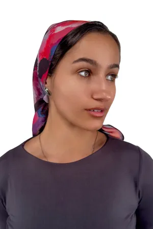 Vibrant Abstract Blush & Midnight Silk Scarf