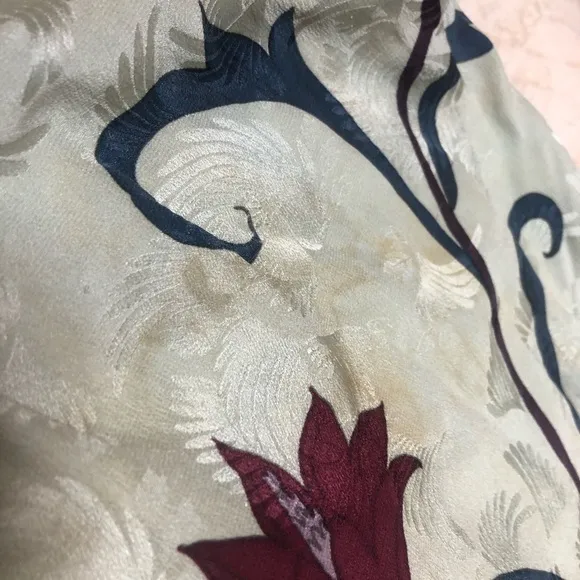 Vintage 100% Silk Floral Green Print Skirt - Umi Collection