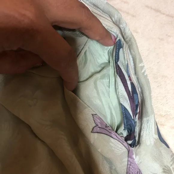Vintage 100% Silk Floral Green Print Skirt - Umi Collection