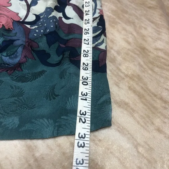 Vintage 100% Silk Floral Green Print Skirt - Umi Collection