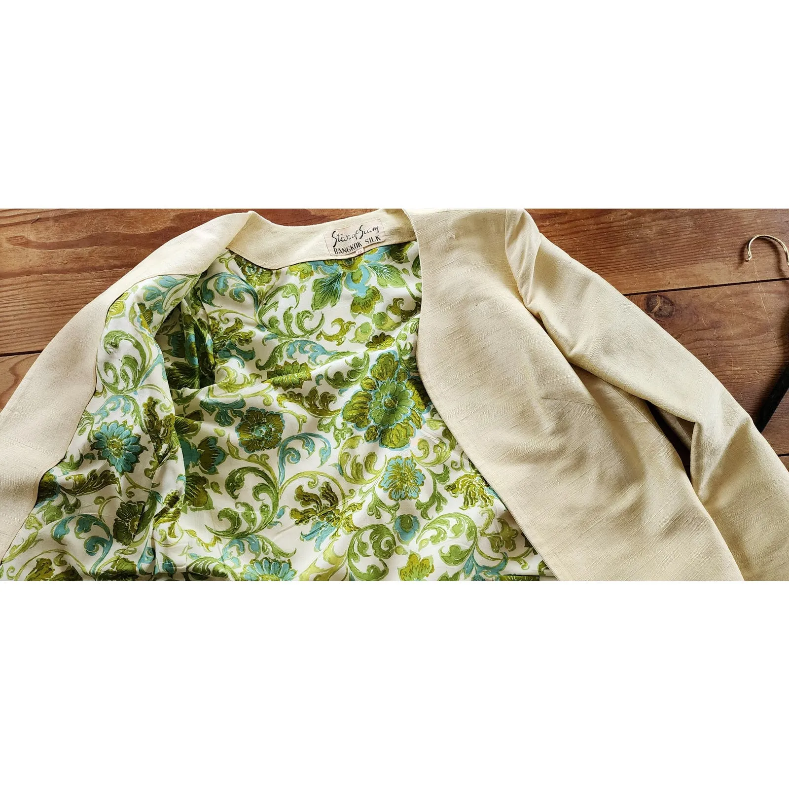 Vintage 60s Yellow Silk Blazer Jacket Star of Siam