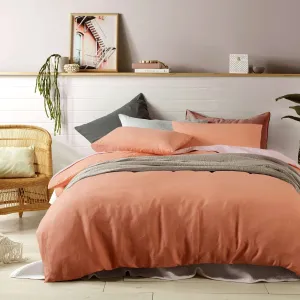 Vintage Design Burnt Melon Linen Quilt Cover Set
