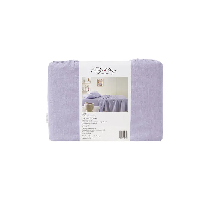 Vintage Design Lilac French Linen Sheet Set
