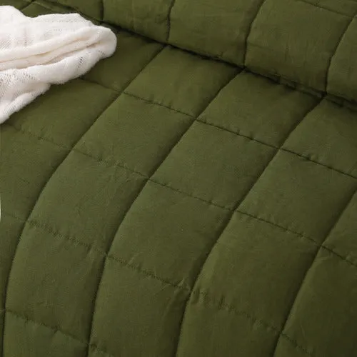 Vintage Design Olive French Linen Coverlet Set