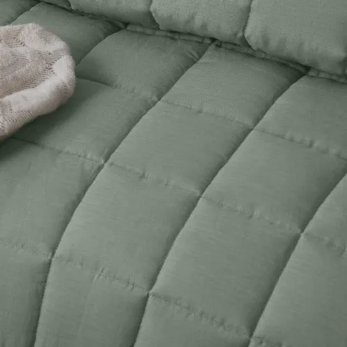 Vintage Design Sage French Linen Coverlet Set