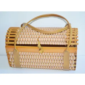 Vinyl Coated Bamboo Barrel Purse
