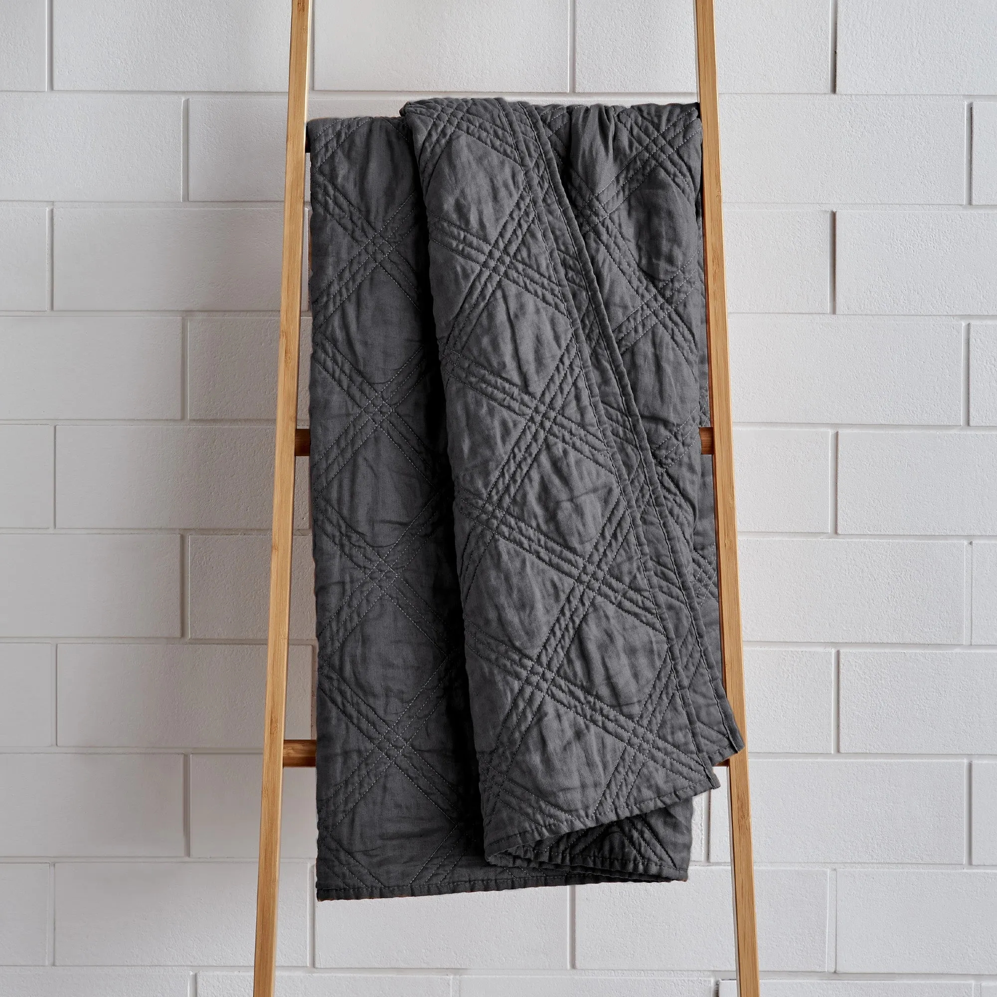 Washed Linen Quilted Throw