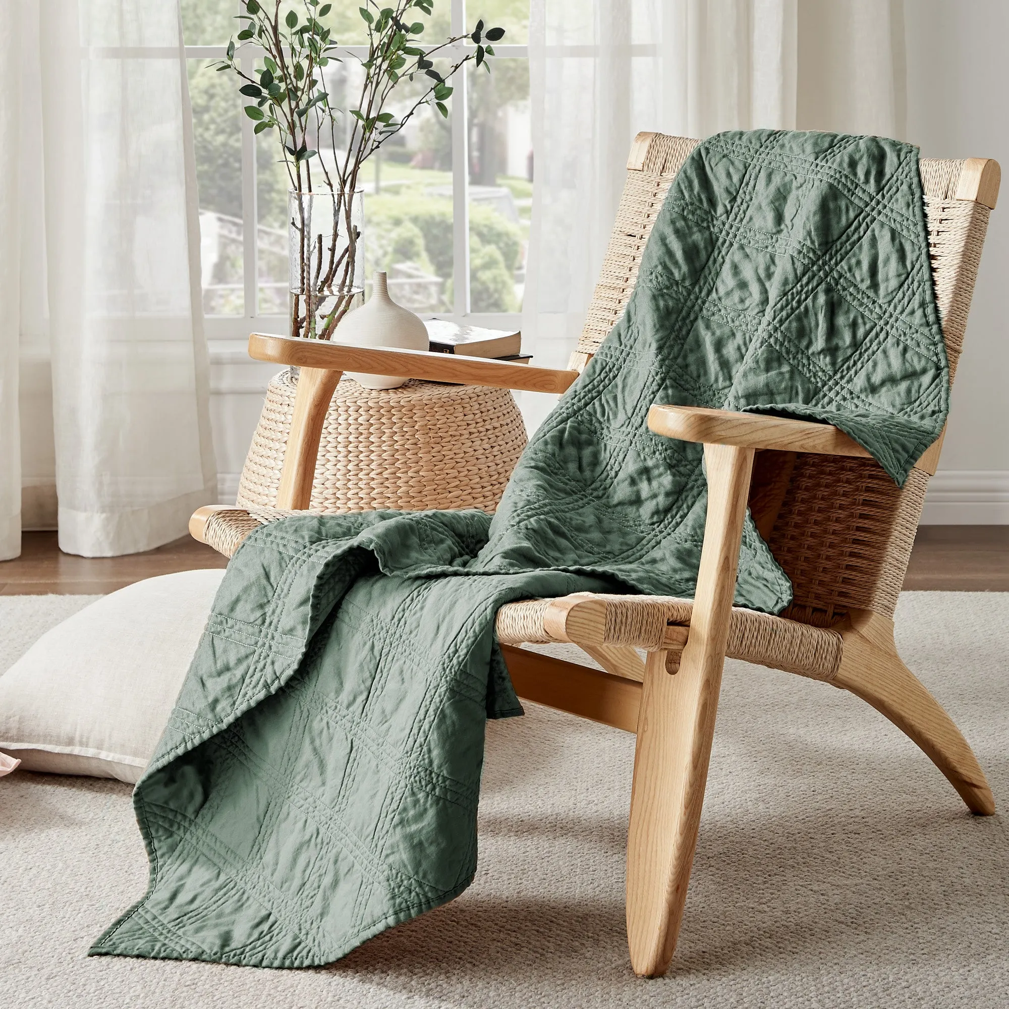 Washed Linen Quilted Throw