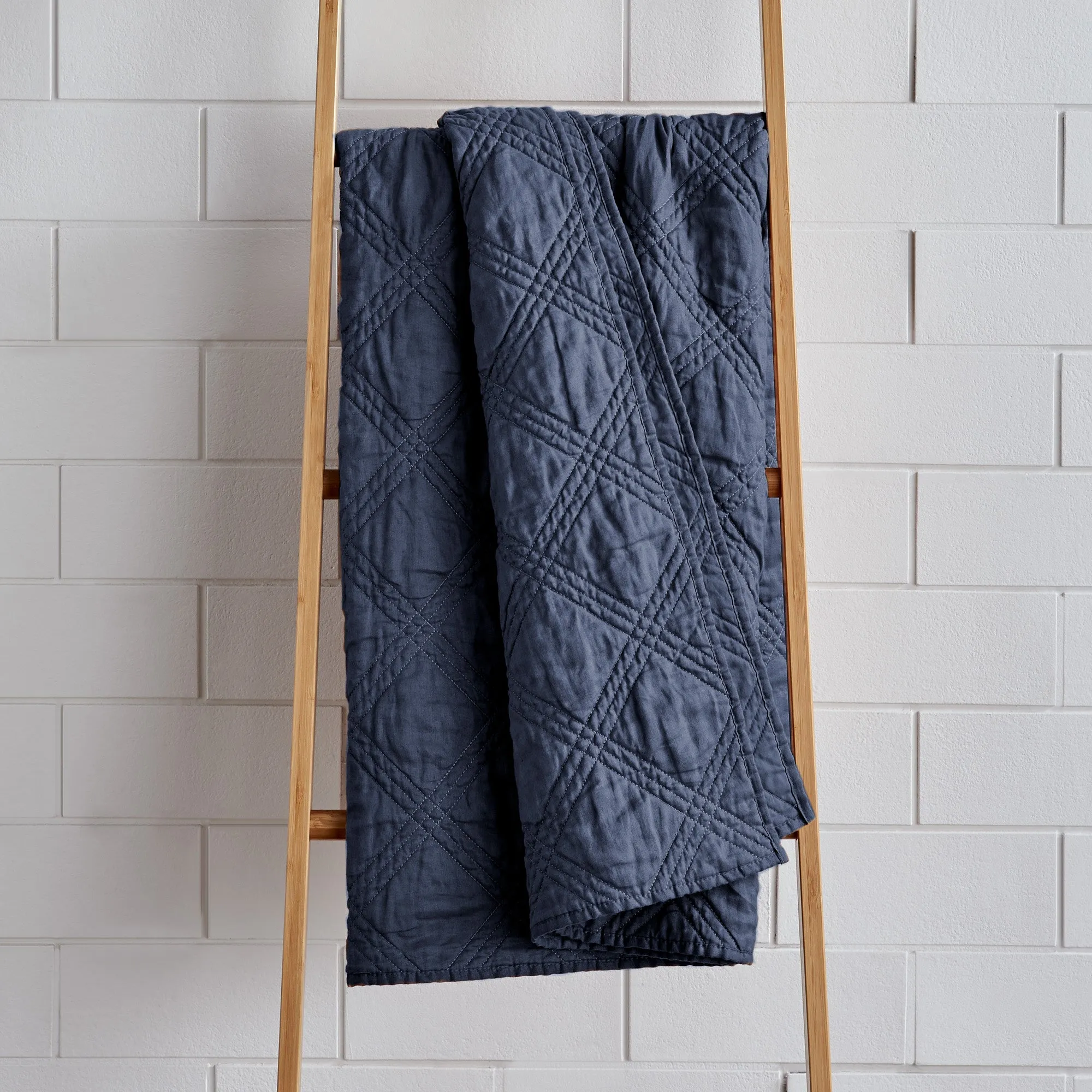 Washed Linen Quilted Throw