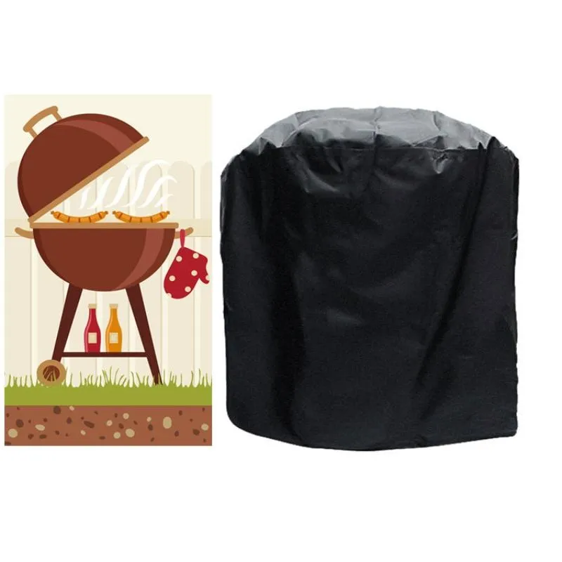 Waterproof Bbq Grill Cover - Anti-Uv Dust-Proof 210D Oxford Cloth - 58X77Cm - Black