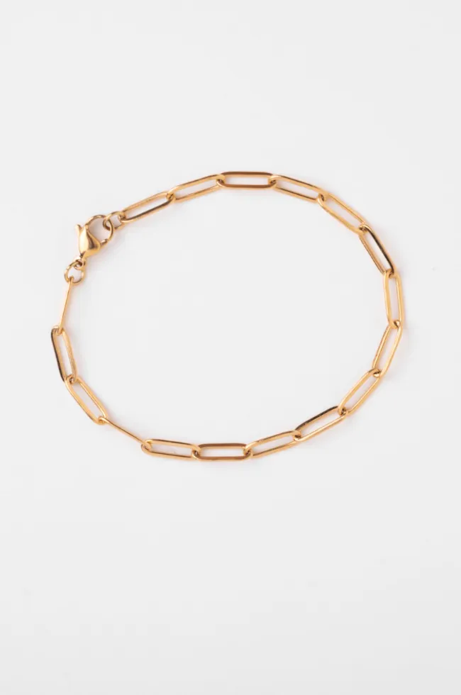 Waterproof Gold Dainty Paperclip Bracelet