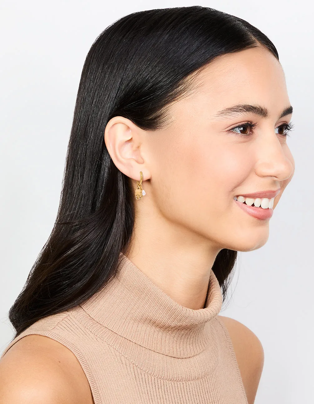 Waterproof Gold Plated Stainless Steel Diamante Horseshoe Hoop Earrings