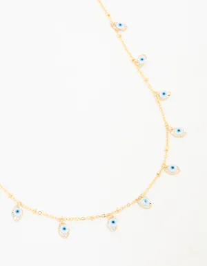 Waterproof Gold Plated Stainless Steel Evil Eye Necklace