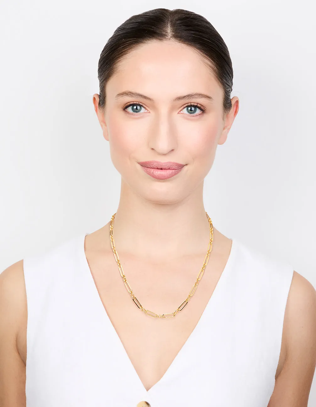 Waterproof Gold Plated Stainless Steel Open Oval Link Necklace