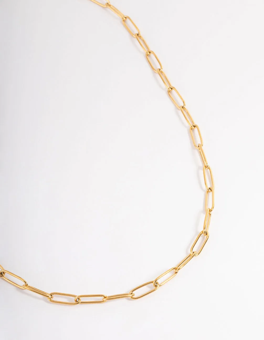 Waterproof Gold Plated Stainless Steel Open Oval Link Necklace