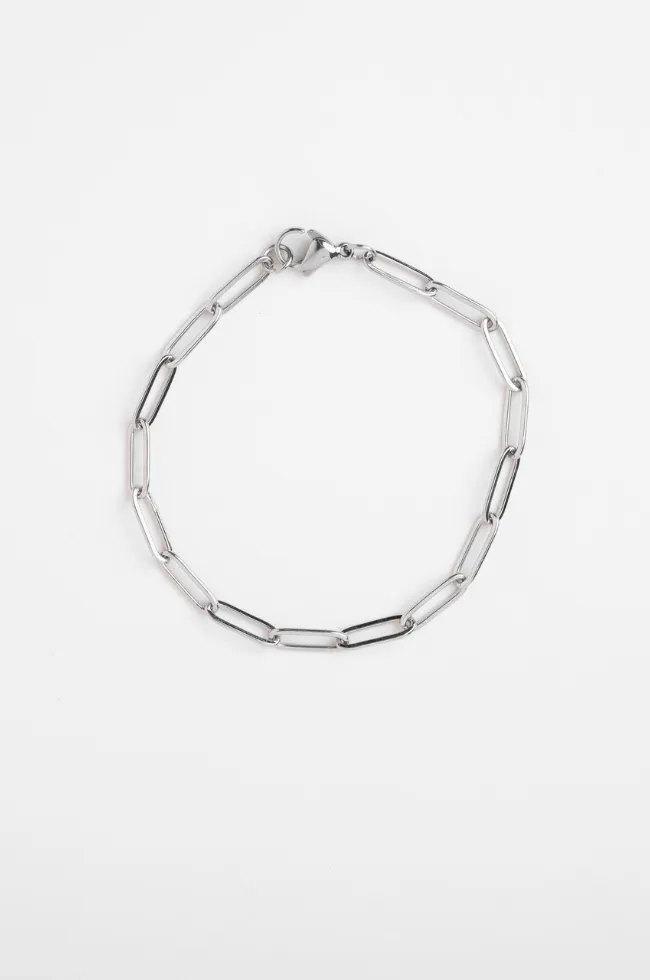 Waterproof Silver Dainty Paperclip Bracelet