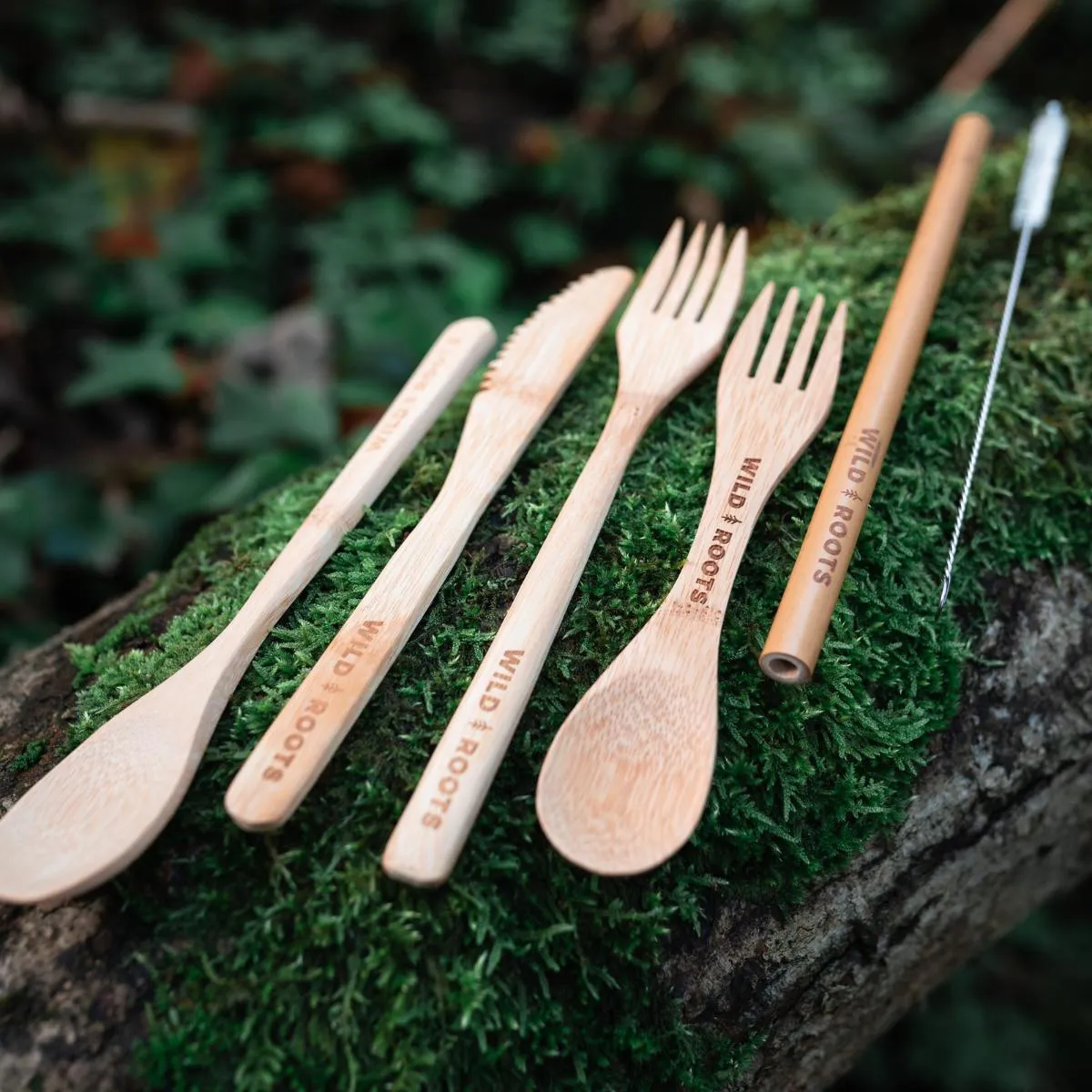 Wild Roots Natural Bamboo Cutlery Set - Purple