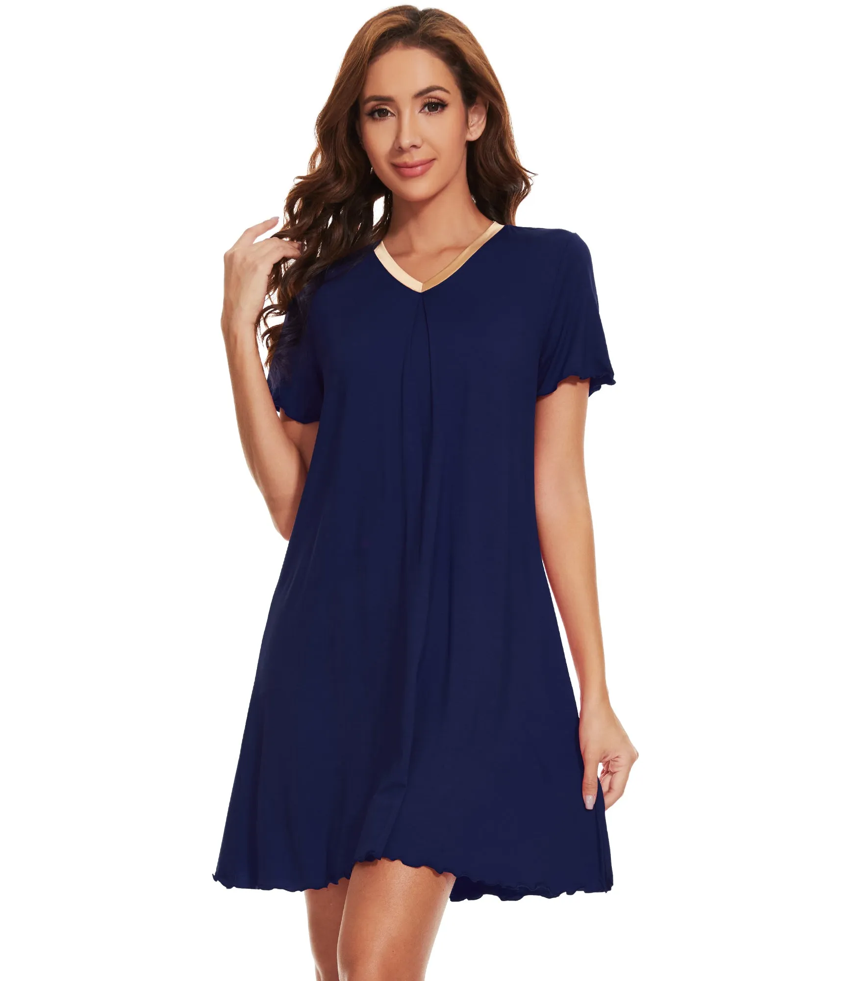 WiWi Bamboo Soft Pleated Sleep Dress