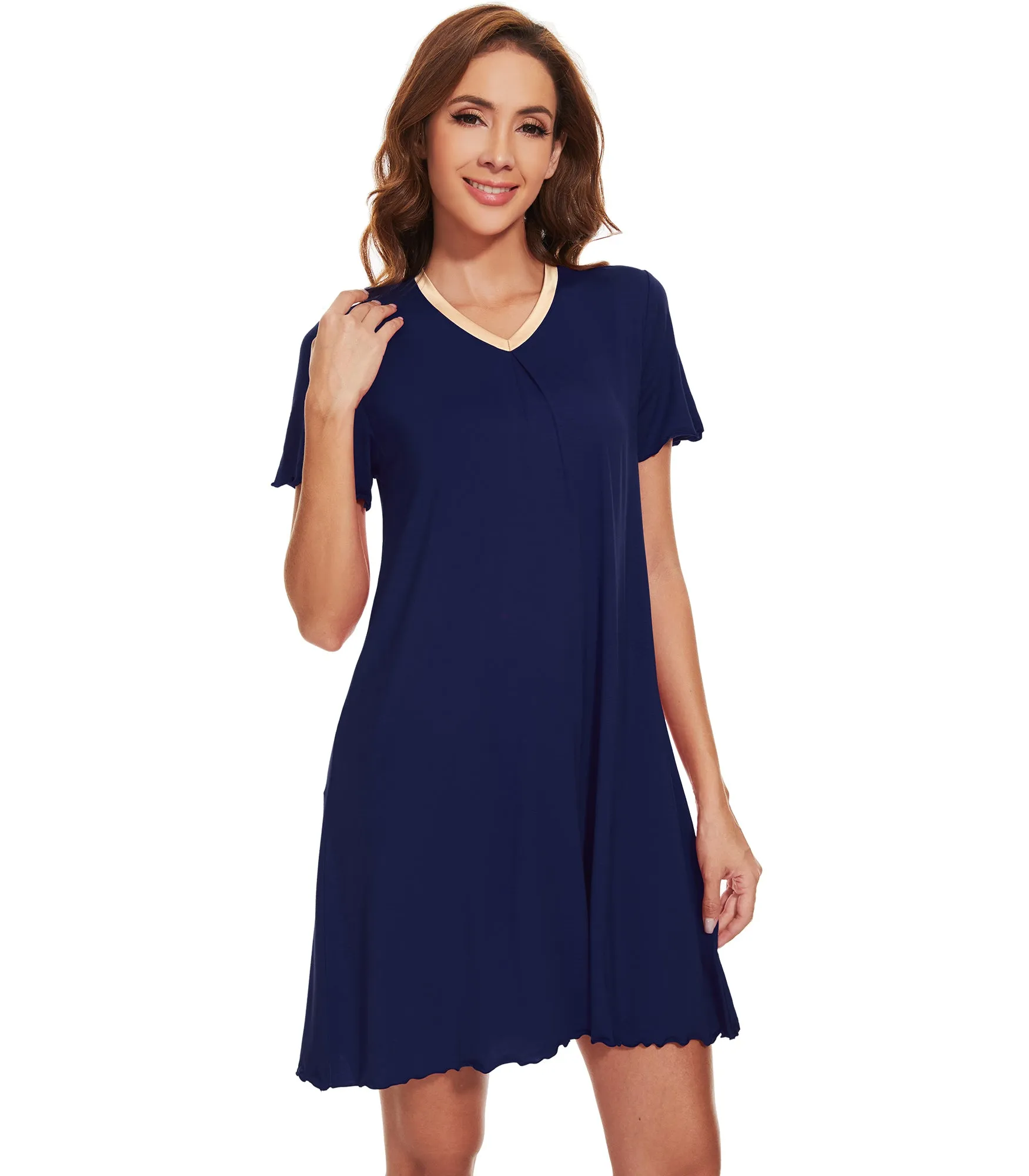 WiWi Bamboo Soft Pleated Sleep Dress