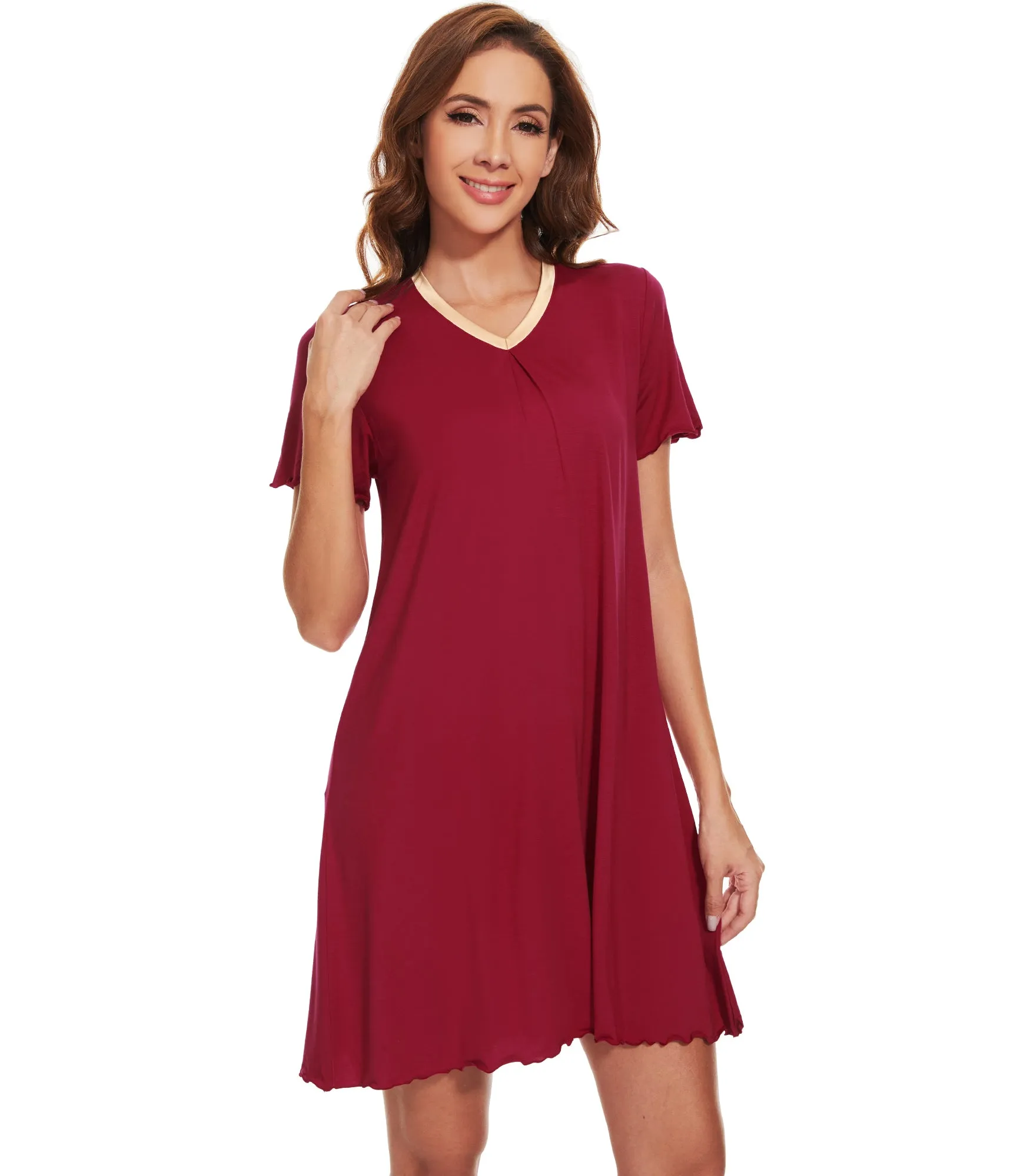 WiWi Bamboo Soft Pleated Sleep Dress