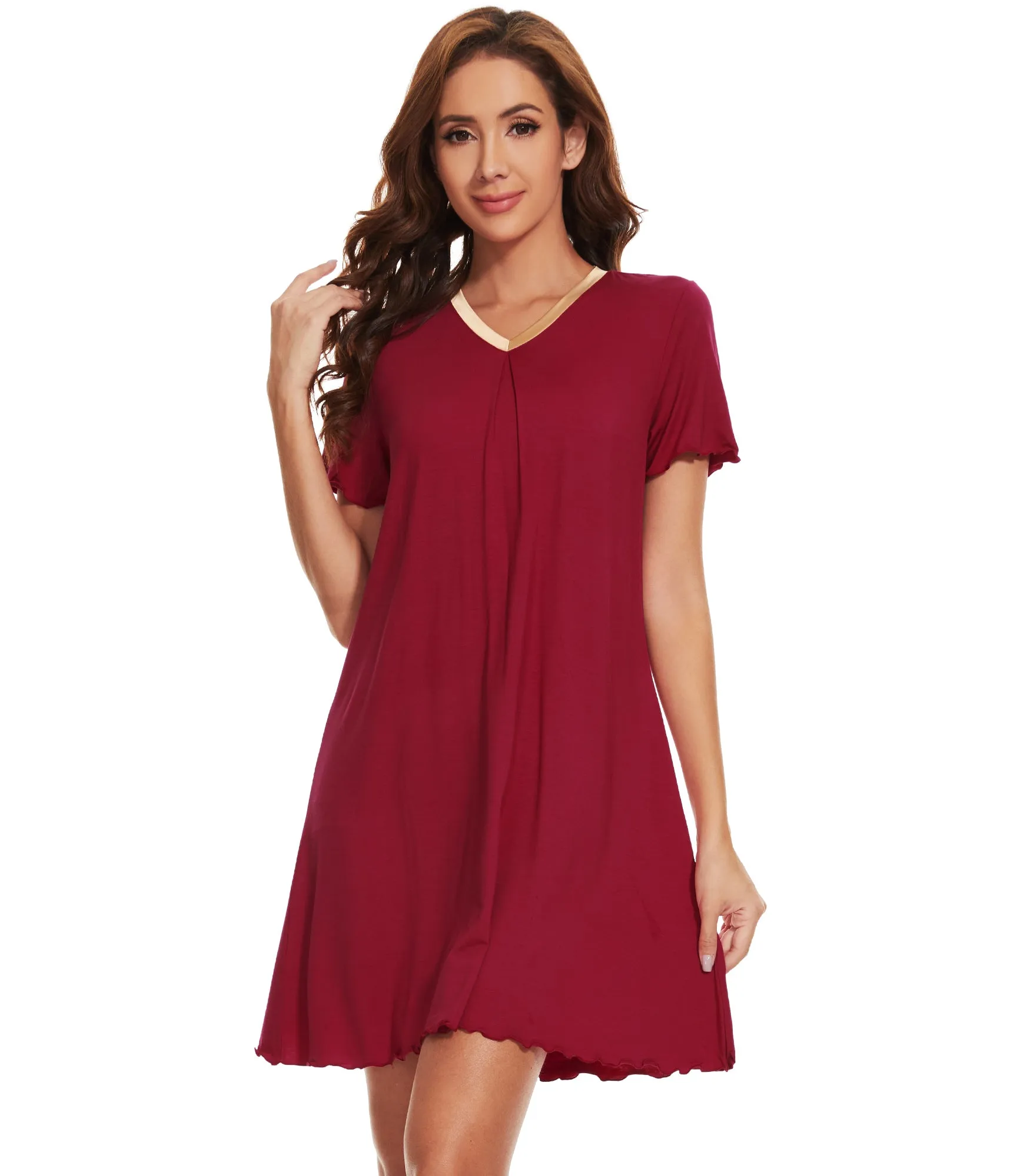 WiWi Bamboo Soft Pleated Sleep Dress