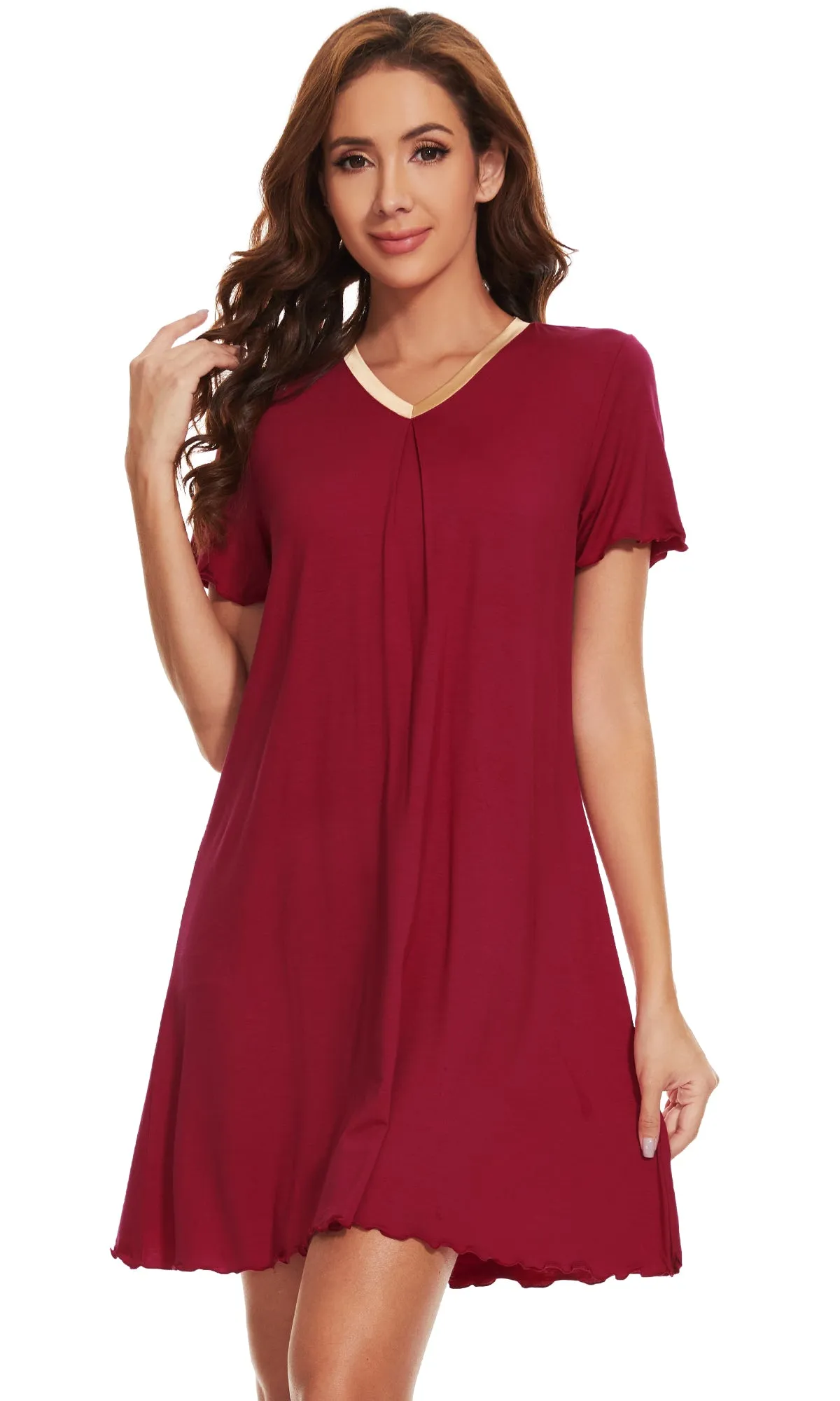 WiWi Bamboo Soft Pleated Sleep Dress