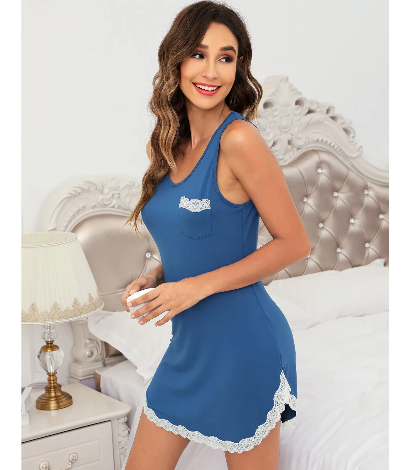 WiWi Bamboo Soft Tank Nightgowns for Women