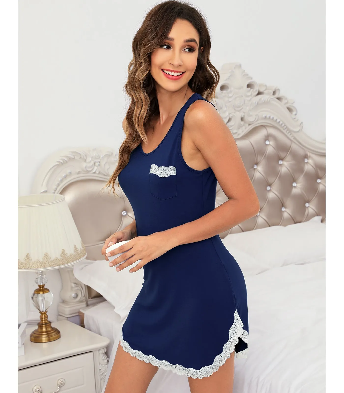 WiWi Bamboo Soft Tank Nightgowns for Women