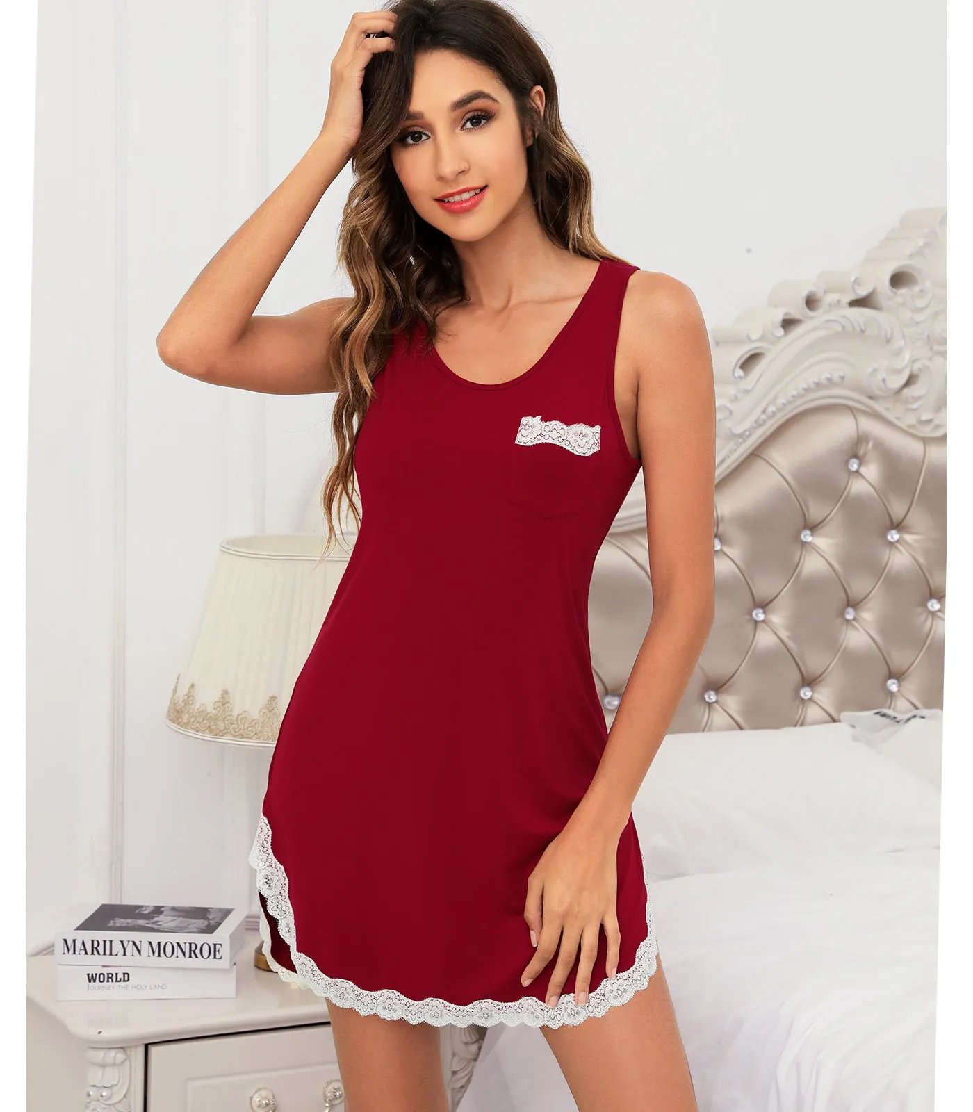 WiWi Bamboo Soft Tank Nightgowns for Women