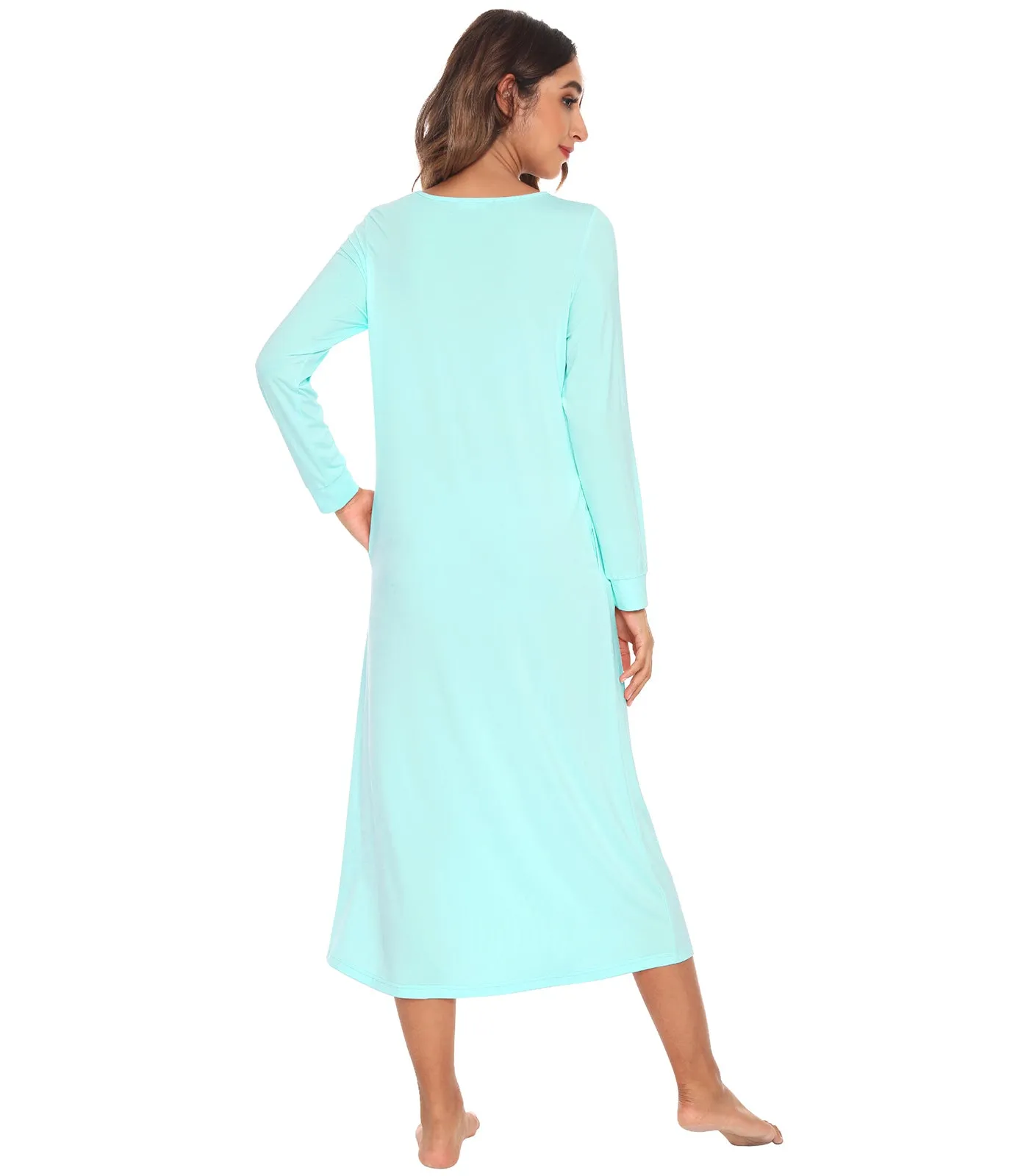 WiWi Nightgowns for Women Soft Long Sleeve Nightshirts