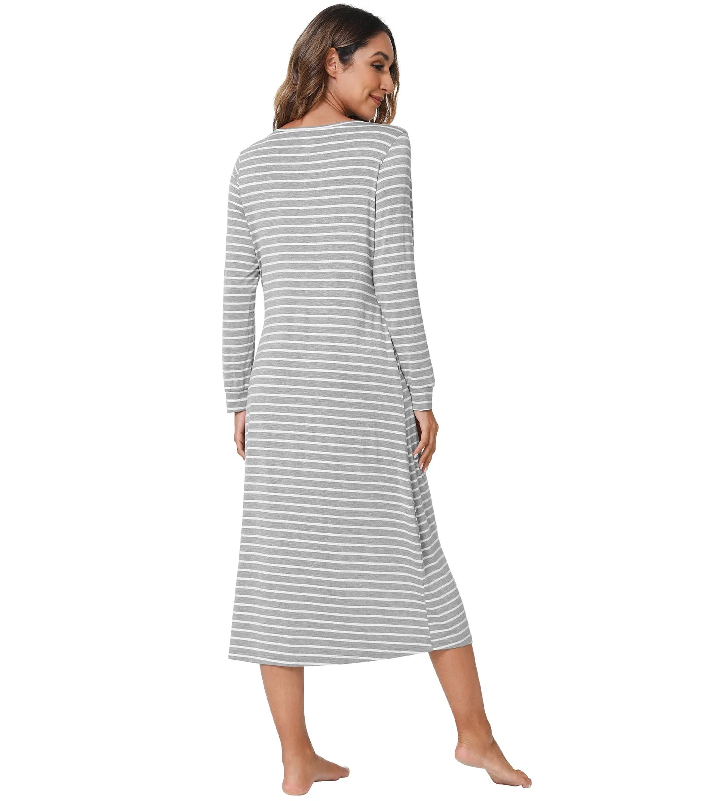 WiWi Nightgowns for Women Soft Long Sleeve Nightshirts