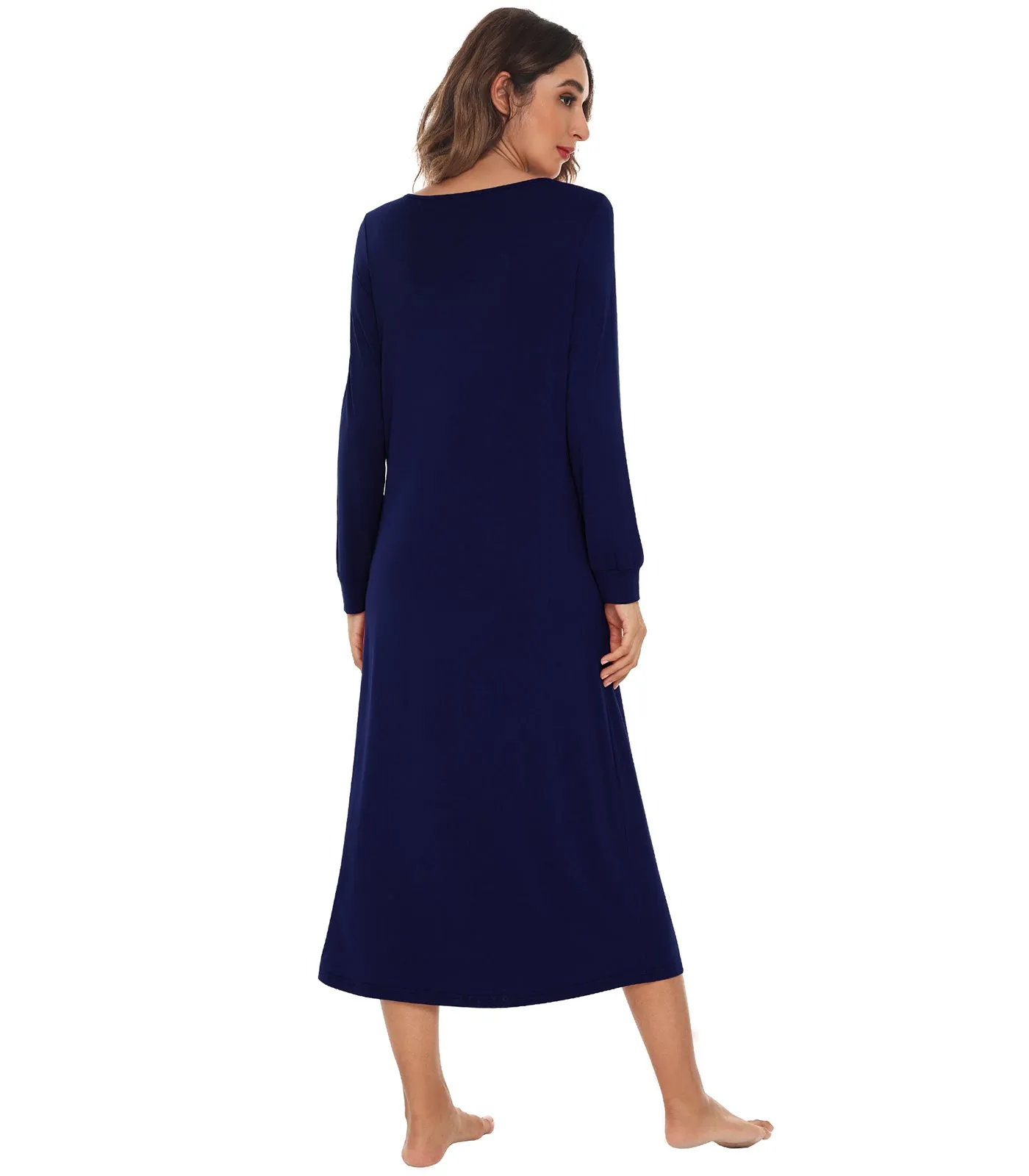 WiWi Nightgowns for Women Soft Long Sleeve Nightshirts