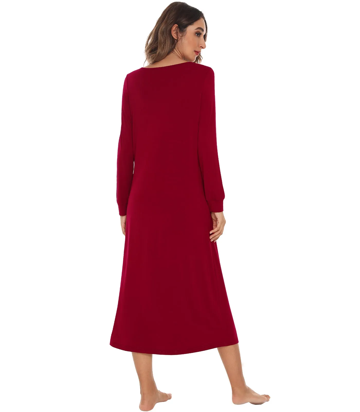 WiWi Nightgowns for Women Soft Long Sleeve Nightshirts